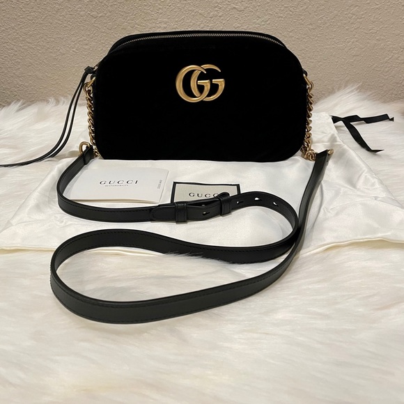 NEW Authentic Gucci Camera Bag GG Marmont Velvet - Picture 11 of 12